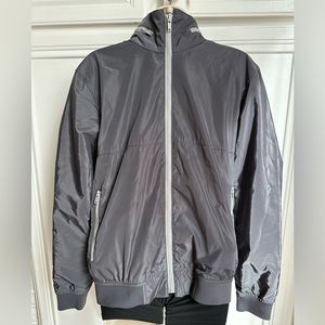 Gap Gray Nylon Windbreaker Lightweight packable Hood Jacket. Size XS